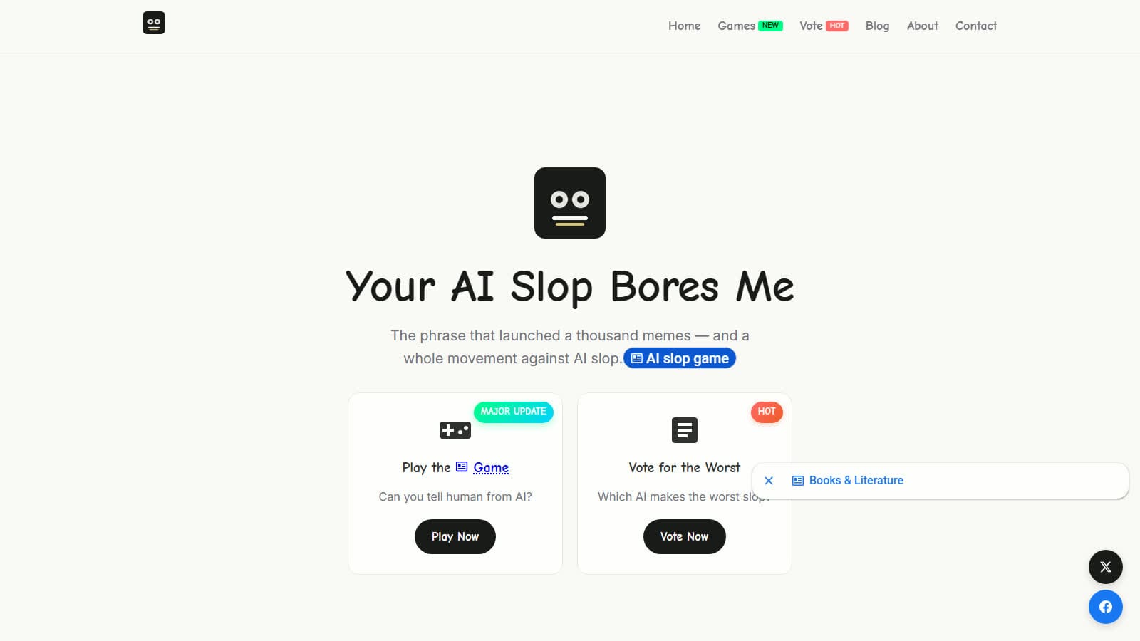Your AI Slop Bores Me oyununun açılış sayfası