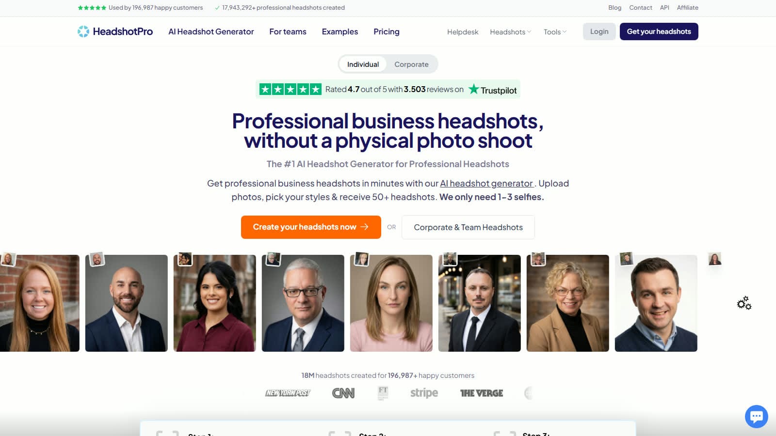 HeadshotPro yapay zeka vesikalık üreticisi